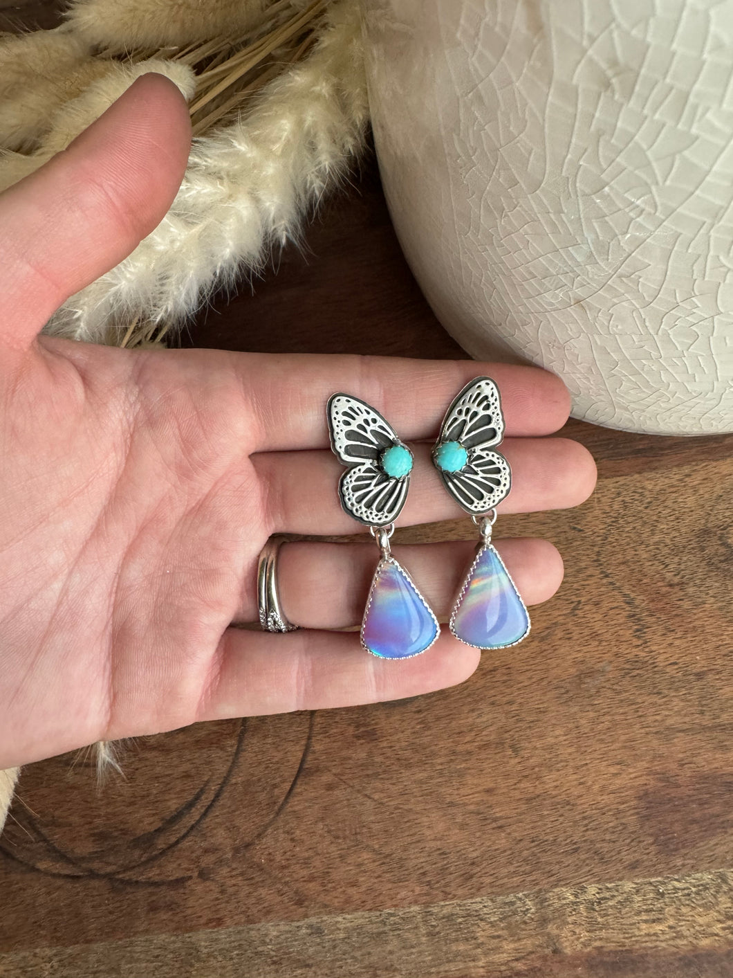 Kingman & Aurora Opal Butterfly Dangles