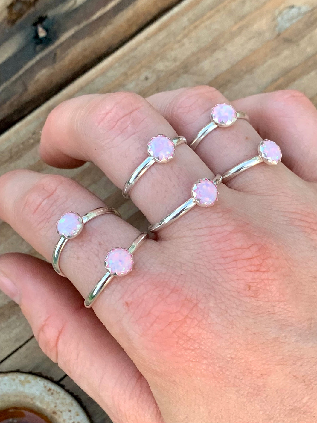 Dainty Opal Stackers - Light Pink