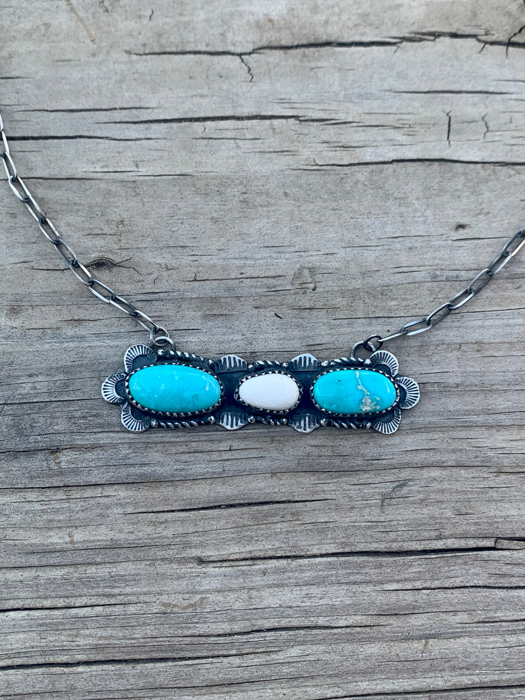 Turquoise and White Buffalo Necklace