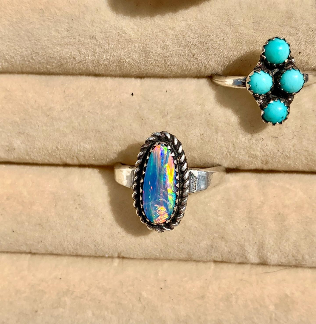 Rainbow opal ring