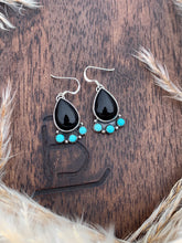 Load image into Gallery viewer, Black Onyx and Turquoise Dangles
