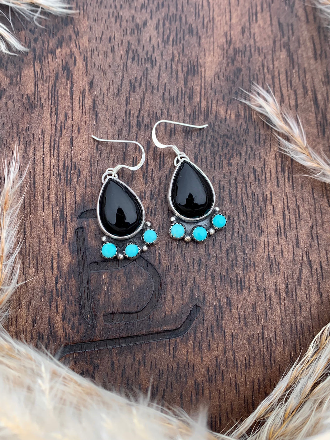 Black Onyx and Turquoise Dangles