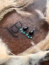 Load image into Gallery viewer, Black Onyx and Turquoise Dangles
