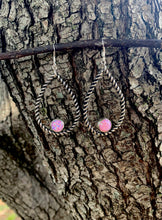 Load image into Gallery viewer, Pink Opal teardrop hoops

