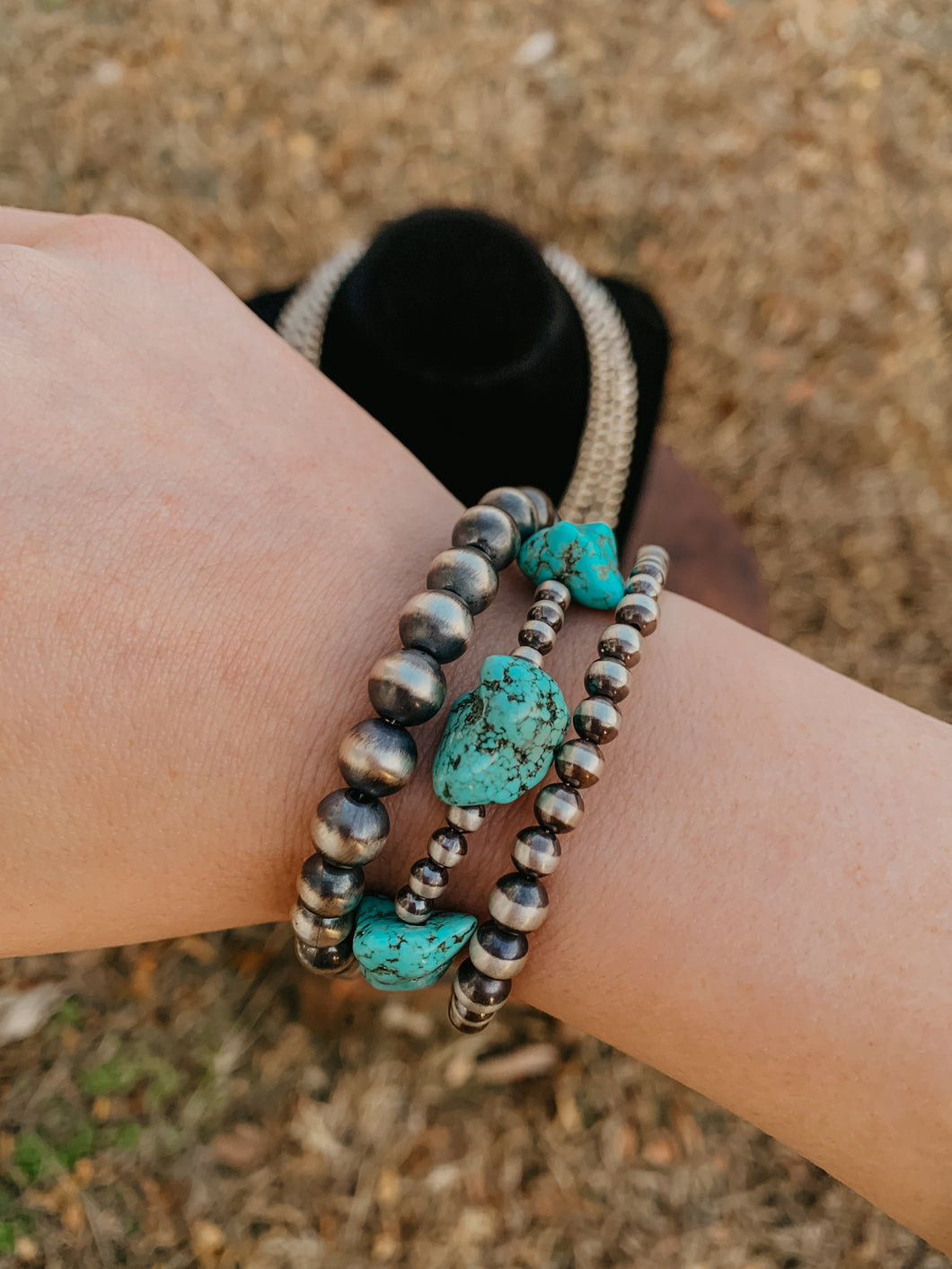 Navajo Pearl and Turquoise Nugget Bracelet